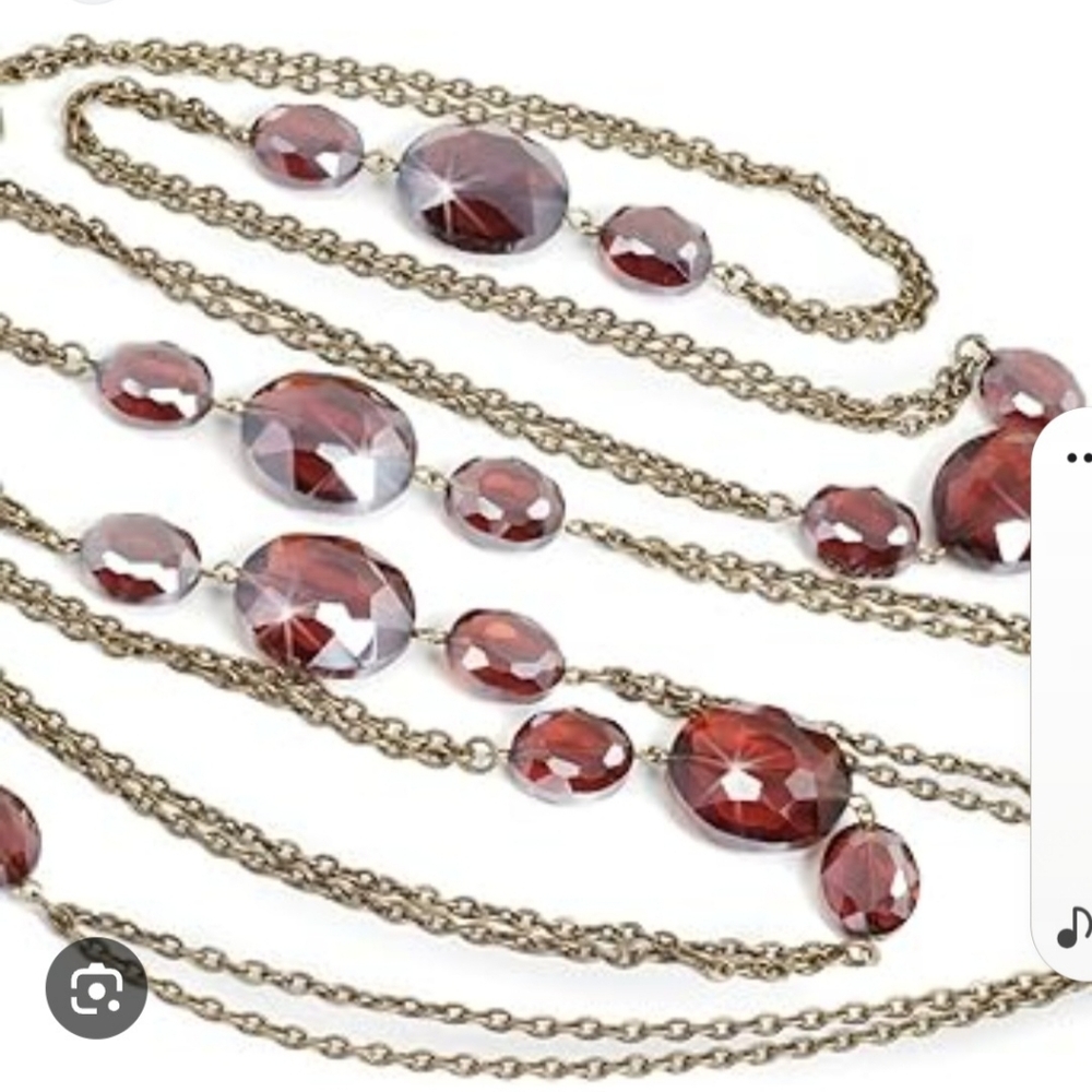 Sweet Romance Faceted Crystal glass bead or Garnet chain necklace Size: 66"×0.75
